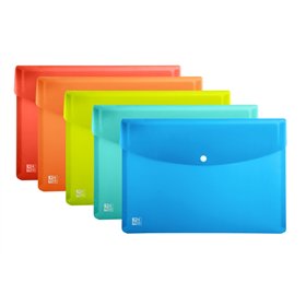 Envelope Oxford Urban A5 em plástico rígido translúcido para documentos - Capacidade para até 40 folhas - Fecho de pressão - Cor