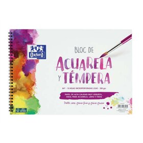 Bloco de anotações Oxford para aquarela e têmpera, formato A4+, liso - 10 folhas microperfuradas, 300 g/m², cor natural - Papel 