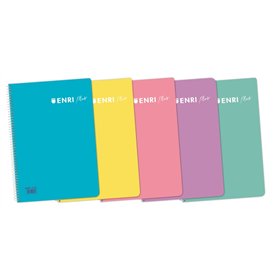Caderno espiral Enri Plus 4ª edição, 10x10 cm - Capa plástica - 80 folhas, 90 g/m² - Cores sortidas