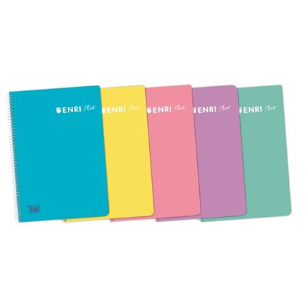 Caderno espiral Enri Plus 4ª edição, 10x10 cm - Capa plástica - 80 folhas, 90 g/m² - Cores sortidas