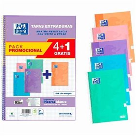 Conjunto Oxford Classic Write & Erase 4+1 - 5 Cadernos Espirais Formato Fólio Quadriculado 4x4mm - 80 Folhas - Capas Extra Duras