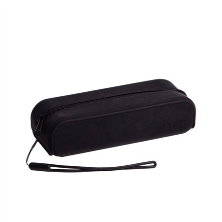 Estojo Enri com 1 compartimento - Feito de silicone - Alça de mão - Preto