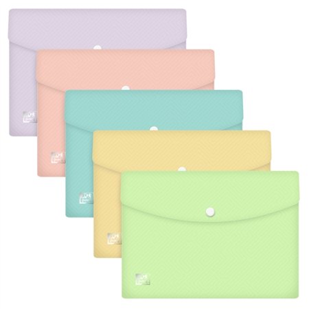Envelope Oxford Urban A5 em plástico rígido translúcido para documentos - Capacidade para até 40 folhas - Fecho de pressão - Cor