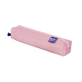 Estojo pequeno quadrado Oxford Kangoo & You - Feito em couro Napa - Elástico para prender ao caderno - Rosa