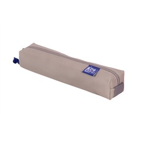 Estojo pequeno quadrado Oxford Kangoo & You - Feito em couro Napa - Elástico para prender ao caderno - Cinza pedra