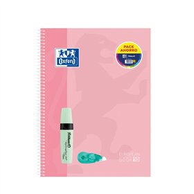 Caderno Oxford Europeanbook 10 Touch A4+, Quadriculado 5x5mm, 150 Folhas + Marcador de Texto Pelikan Texmarker 490 Pastel + Corr
