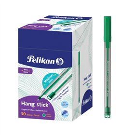Caneta Esferográfica Pelikan Hang Stick - Traço de 1 mm - Tampa Anti-Sufocamento - Corpo Triangular Ergonômico - Gancho - Tinta 