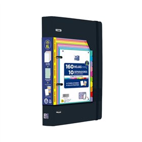 Pasta Oxford Europeanbinder Live & Go XL com pasta A4+, refil de 160 folhas (quadrícula 5x5), 10 divisórias plásticas, folha de 