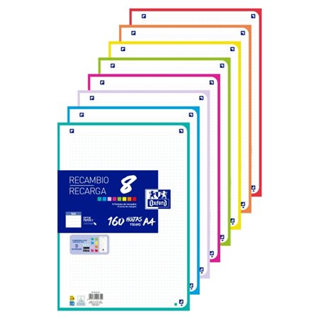 Papel Oxford para recarga com 160 folhas, 4 furos - Formato A4 - Quadriculado 5x5 - Antitransparência - Digitalização de texto c