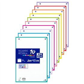 Papel Oxford para recarga com 200 folhas, 4 furos - Formato A4 - Quadriculado 5x5 - Antitransparência - Digitalização de texto c