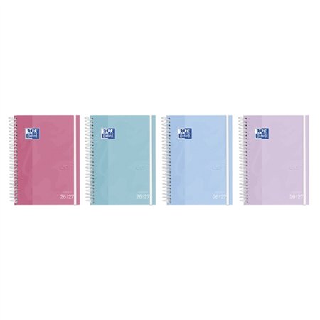 Agenda Escolar Oxford Touch com Espiral - Espanhol - Capa Dura - Formato de um Quarto de Página - Visão Semanal - Cores Sortidas