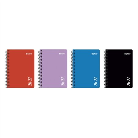 Agenda Escolar Enri com Espiral - Espanhol - Capa Plástica - Formato de Um Quarto de Página - Visão Semanal - Cores Sortidas