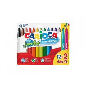 Conjunto Carioca Jumbo com 12 marcadores + 2 grátis - Ponta de 6 mm - Super laváveis - Cores sortidas