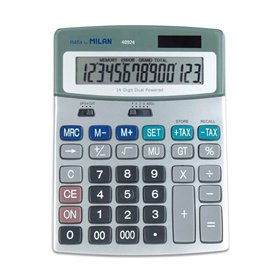 Calculadora Milan de 14 dígitos - 3 teclas de memória - Função de imposto - Cálculo de margem - Cinza