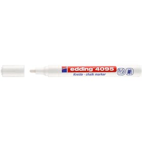Marcador de giz líquido Edding 4095 - Ponta redonda - Espessura da linha entre 2 e 3 mm - Odor neutro - Cor branca