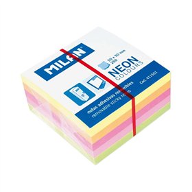 Bloco de notas adesivas Milan com 250 mini blocos de notas neon - Removíveis - Medem 50 mm x 50 mm - Cores sortidas