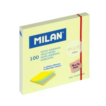 Bloco de Notas Adesivas Milan Pastel com 100 Unidades - 76x76mm - Cores Pastel Sortidas