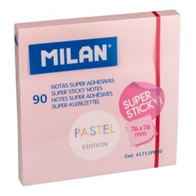 Bloco de notas Milan com 90 blocos superadesivos - Removíveis - Maior durabilidade - 76 mm x 76 mm - Rosa pastel