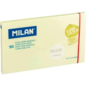 Bloco de notas Milan com 90 blocos superadesivos - Removíveis - Maior durabilidade - 76 mm x 127 mm - Amarelo pastel