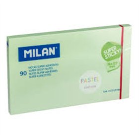 Bloco de notas Milan com 90 blocos superadesivos - Removíveis - Maior durabilidade - 76 mm x 127 mm - Verde pastel
