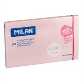 Bloco de notas Milan com 90 blocos superadesivos - Removíveis - Maior durabilidade - 76 mm x 127 mm - Rosa pastel