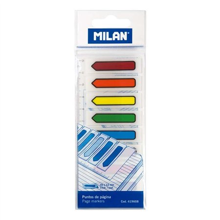 Bloco de Marcadores de Página Milan com 120 unidades - Plástico - Inclui Régua - Cores Transparentes Sortidas - Medidas: 13 mm x