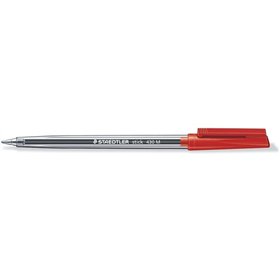 Caneta Esferográfica Staedtler Stick 430 com Tampa - Ponta de 0,35 mm - Tinta Permanente - Cor Vermelha