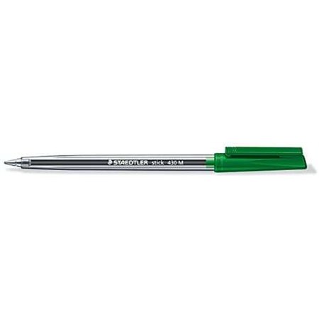 Caneta Esferográfica Staedtler Stick 430 com Tampa - Ponta de 0,35 mm - Tinta Permanente - Cor Verde