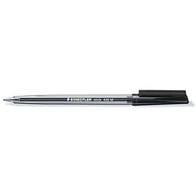 Caneta Esferográfica Staedtler Stick 430 com Tampa - Ponta de 0,35 mm - Tinta Permanente - Cor Preta