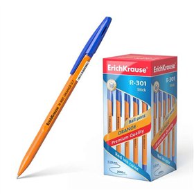 Caneta esferográfica Erichkrause R-301 laranja - Ponta de 0,7 mm - Largura da linha de 0,35 mm - Tampa ventilada - Corpo laranja