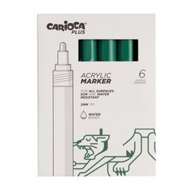 Carioca Plus - Conjunto com 6 Marcadores Acrílicos - Ponta de 2mm - Cor Verde