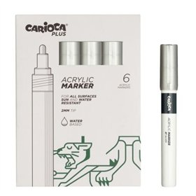 Carioca Plus - Conjunto com 6 Marcadores Acrílicos - Ponta de 2mm - Cor Prata