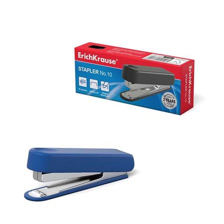 Grampeador Erichkrause nº 10 - Até 15 folhas - Plástico resistente a impactos - Mecanismo de aço - Capacidade para 50 grampos - 