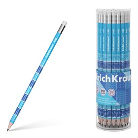 Lápis de grafite Erichkrause 2x2 HB com borracha - Madeira selecionada - Decorado com tabuadas - Fácil de apontar - Azul
