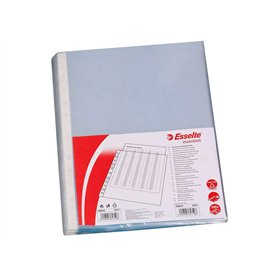 Pacote com 100 capas para documentos Esselte com múltiplos furos - Tamanho fólio - 16 furos - 80 mícrons - Textura casca de lara