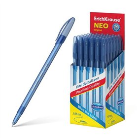 Caneta Esferográfica Erichkrause Neo Original - Ponta Fina Sofisticada - Corpo Redondo Translúcido Fosco - Tinta Azul