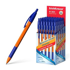 Caneta Esferográfica Retrátil Erichkrause R-301 Laranja Matic&Grip - Ponta de 0,7 mm - Espessura da Linha de 0,35 mm - Empunhadu