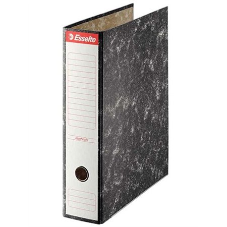 Pasta de arquivo Esselte com alavanca, tamanho fólio - lombada de 75 mm - capacidade para 500 folhas - preto mesclado