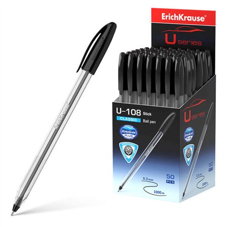 Caneta Esferográfica Erichkrause U-108 Classic - Ponta Esferográfica de 1,0 mm - Espessura da Linha de 0,3 mm - Tampa Ventilada 