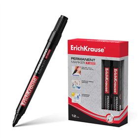 Marcador permanente Erichkrause P-200 - Ponta redonda - Resistente à água e aos raios UV - Preto