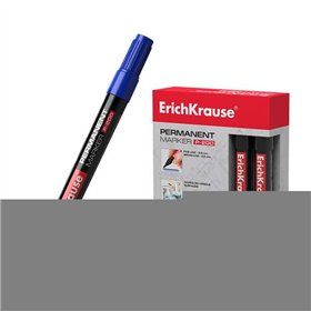 Marcador permanente Erichkrause P-200 - Ponta redonda - Resistente à água e aos raios UV - Azul