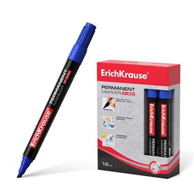 Marcador permanente Erichkrause P-300 - Ponta chanfrada - Resistente à água e aos raios UV - Azul