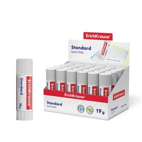 Cola em bastão padrão Erichkrause 19g - Colagem rápida e confiável - Fácil de enxaguar com água - Atóxica - Adequada para papel,