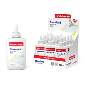 Cola PVA branca padrão Erichkrause 120ml - Aplicador autolimpante - Regulador de intensidade - Atóxica - Resistente ao frio - Br