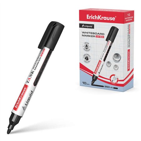 Marcador para quadro branco Erichkrause Liquid LW-600 - Tinta líquida à base de álcool - Ponta redonda - Espessura da linha de 2