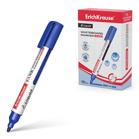 Marcador para quadro branco Erichkrause Liquid LW-600 - Tinta líquida à base de álcool - Ponta redonda - Espessura da linha de 2