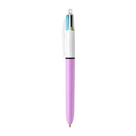 Caneta Esferográfica Retrátil Bic 4 Cores Fun - Ponta Média de 1,0 mm - Tinta à Base de Óleo - Cores: Rosa, Roxo, Turquesa e Ver