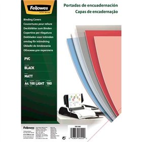 Pacote com 100 capas de encadernação Fellowes tamanho A4 em PVC - 180 mícrons - Acabamento de alta qualidade - Pretas