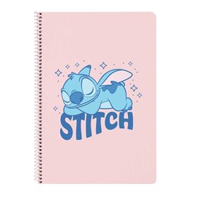 Caderno espiral Safta Stitch Ohana - Formato fólio - 80 folhas de papel 80gsm - Quadriculado 4x4mm - Capa dura brilhante - Marge