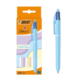 Conjunto de 3 Canetas Esferográficas Retráteis Bic em Tons Pastel - Ponta Média de 1,0 mm - Tinta à Base de Óleo - Corpo em Core